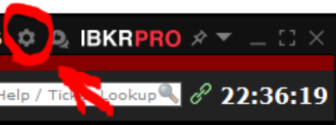 TWS Configure menu button